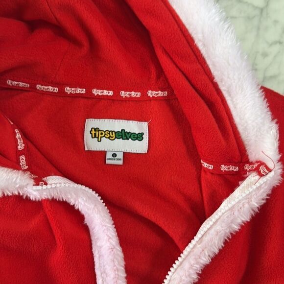 Tipsy Elves SANTA CLAUSE Christmas JUMPSUIT ONESIE WITH FUR Men’s Large - Picture 4 of 11